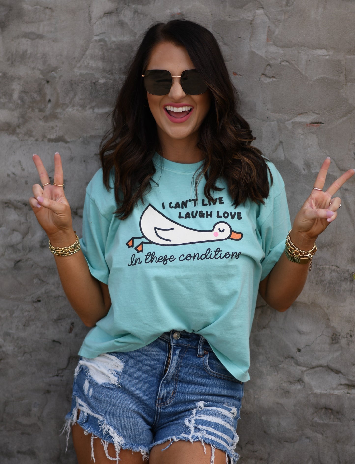 I CAN'T LIVE LAUGH WORK IN THESE CONDITIONS CROP/TEE