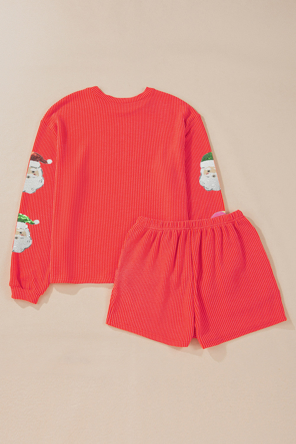 Red Christmas Sequin Ribbed Set LT
