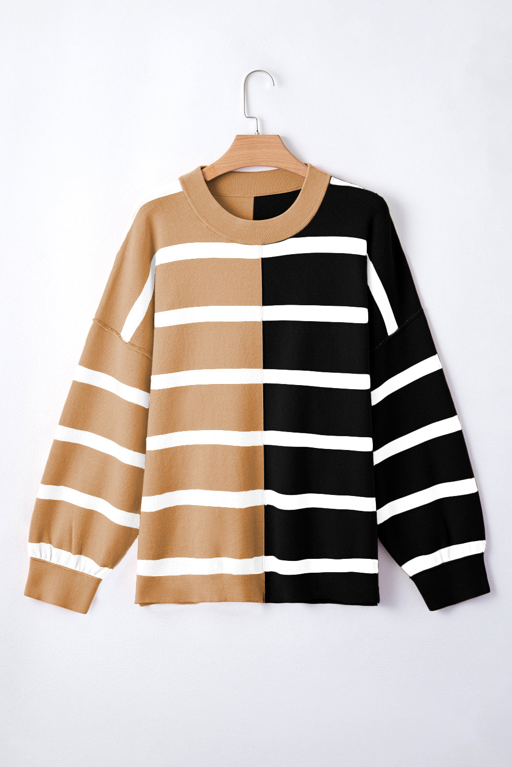 Pink Stripe Colorblock Oversized Sweater