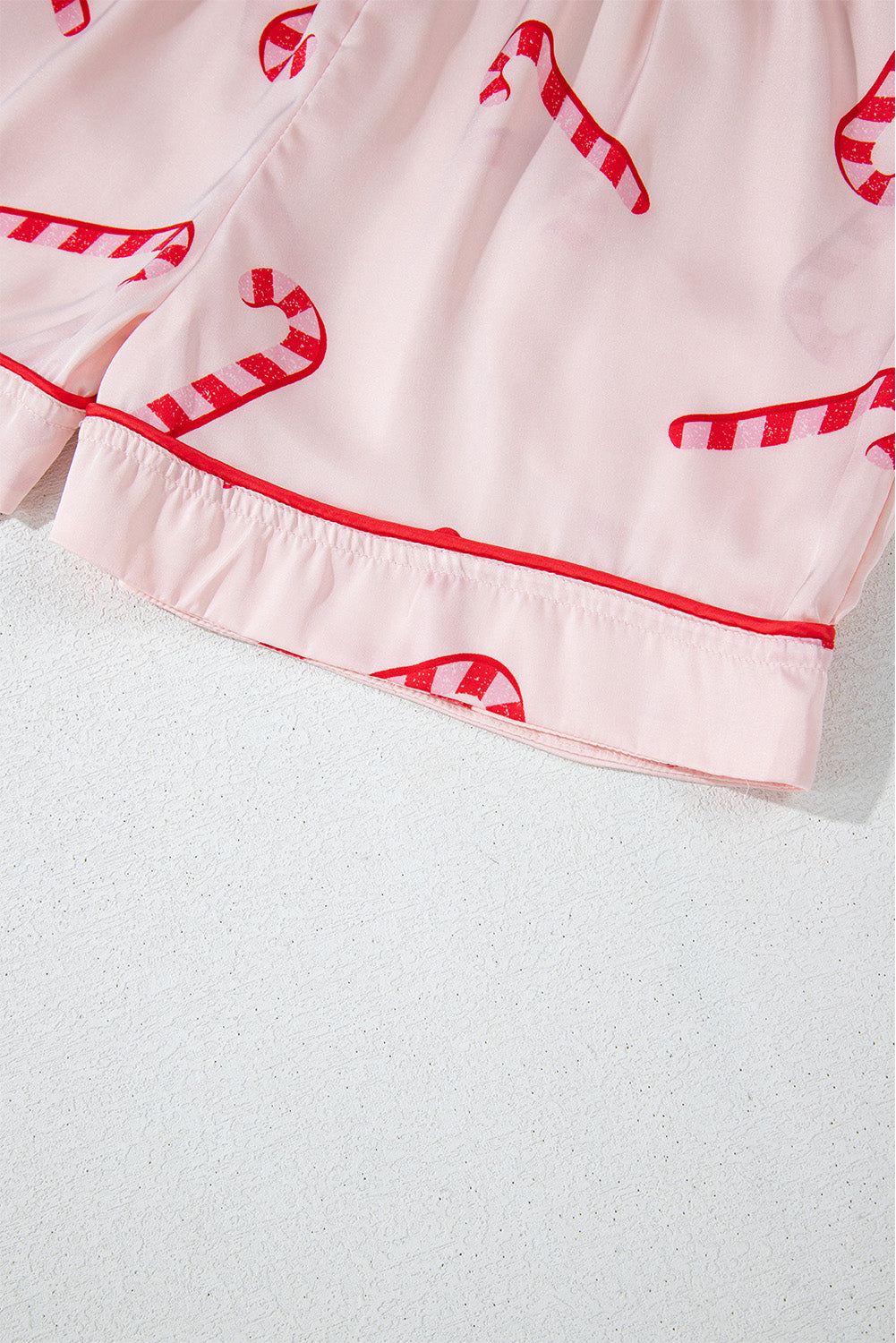 Pink Christmas Candy Cane Print Shirt and Shorts Pajama Set