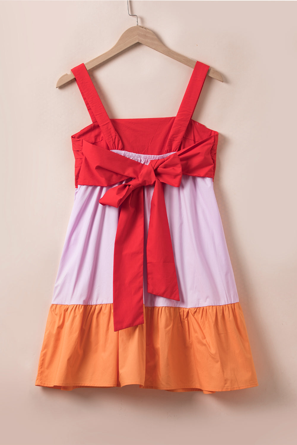 Multicolour Tri-color Tied Backless Fit Flare Dress