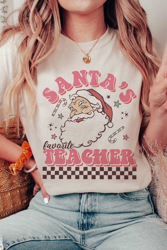 SANTAS FAVORITE TEACHER Graphic T-shirt