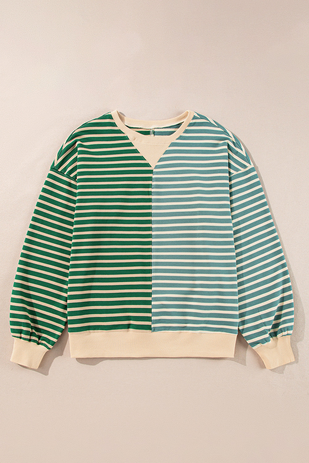 Brown Stripe Casual Stripe Colorblock Drop Shoulder Oversize Sweatshirt