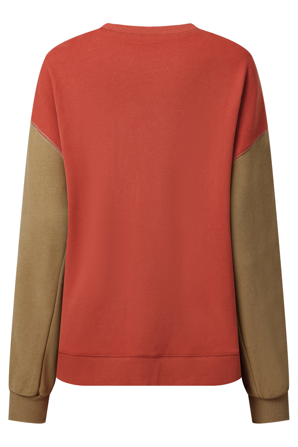 Mineral Red Two Tone Patchwork Drop Shoulder Pullover Sweatshirt