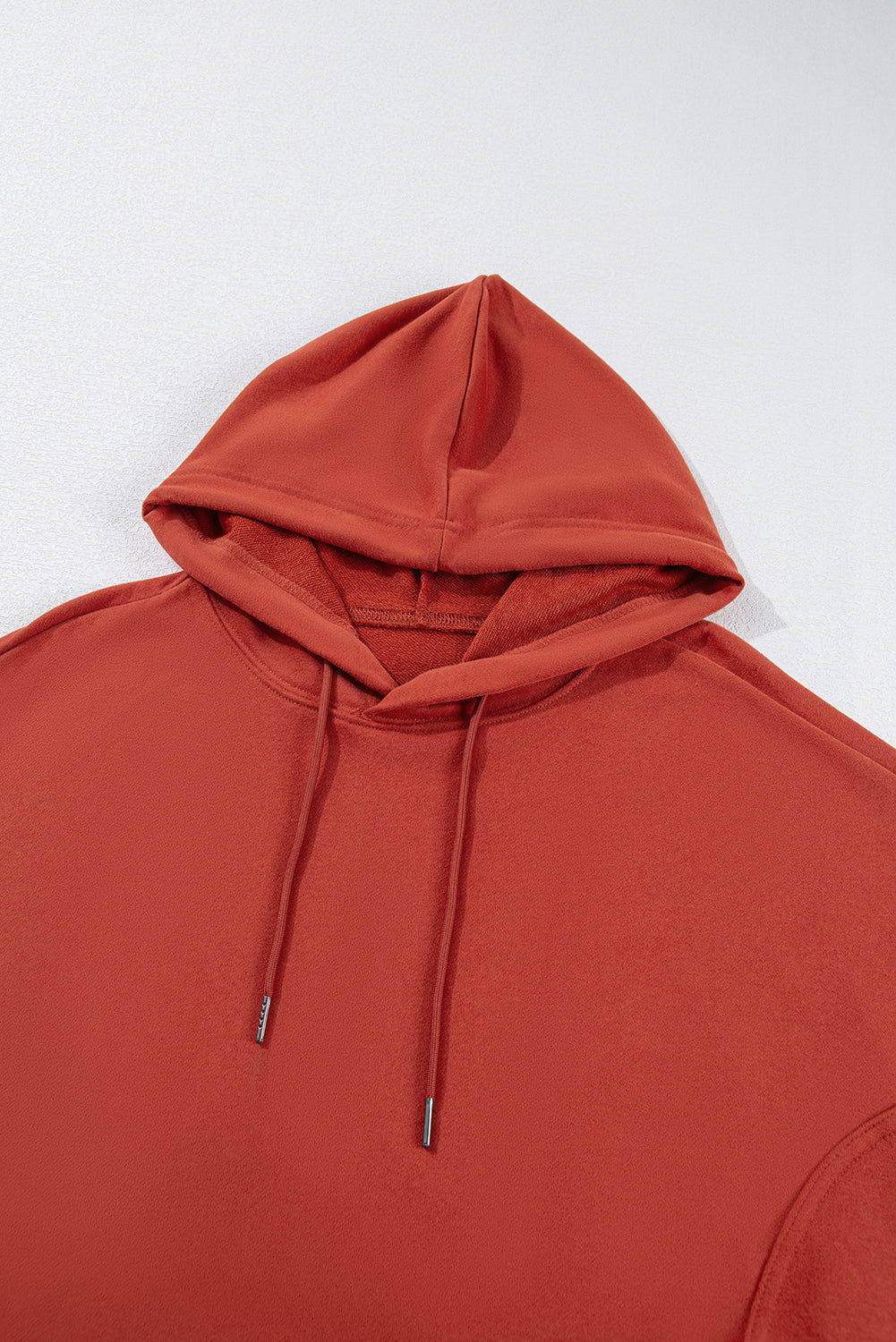 Red Clay Drop Shoulder Pocketed Baggy Drawstring Hoodie