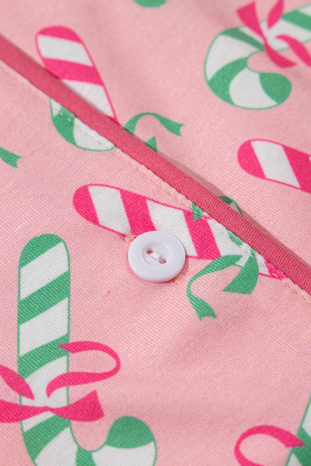 Pink Christmas Candy Cane Print Pocketed Knotted Lounge Set