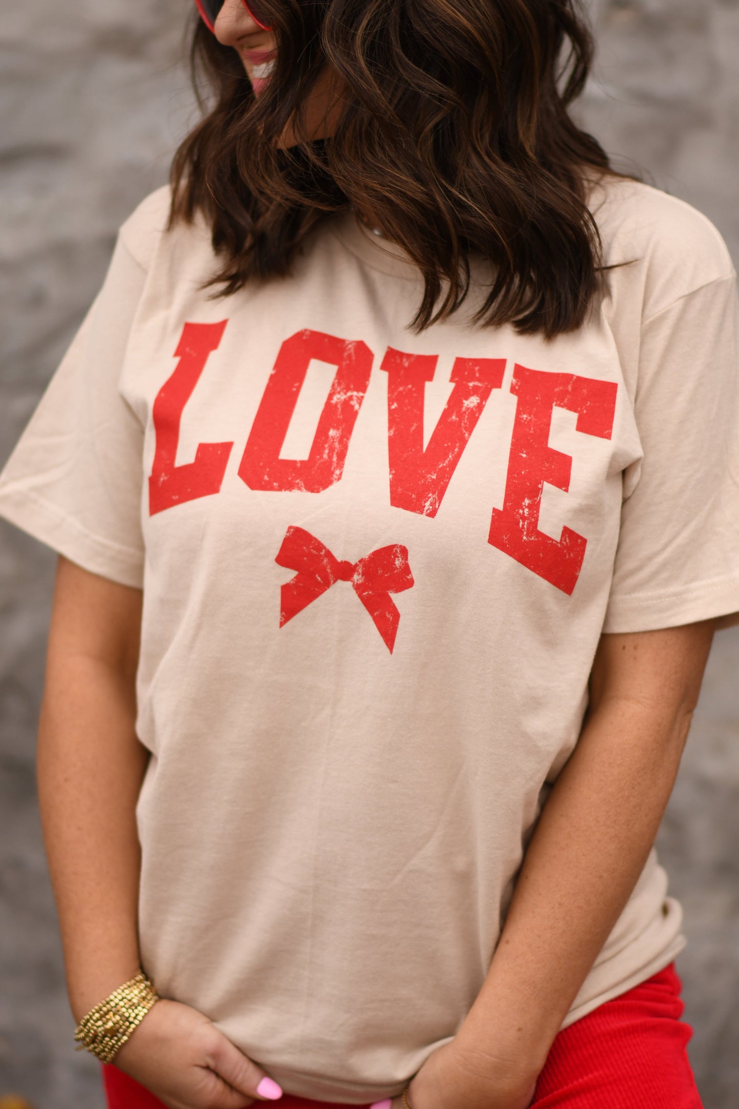 RTS Distressed Love Bow Tee