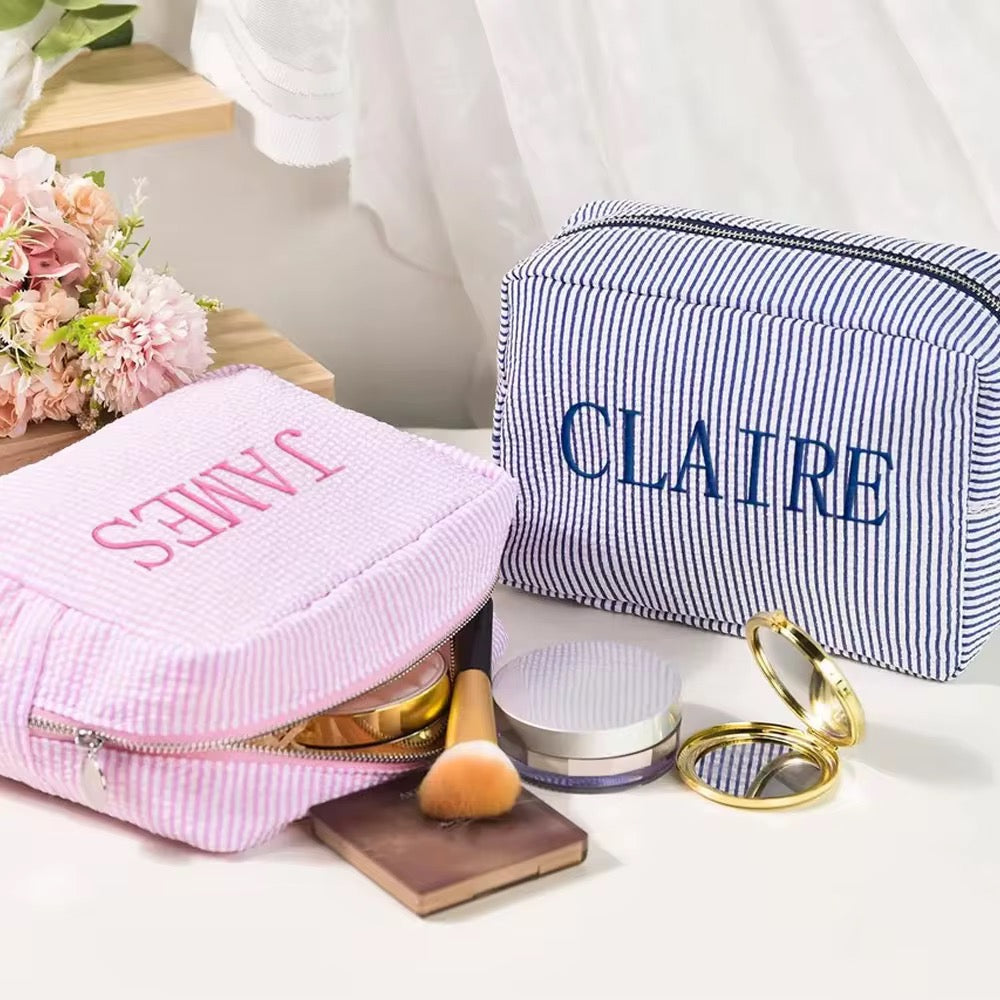 PRE-ORDER Custom Embroidered Make-Up Zipper Bags