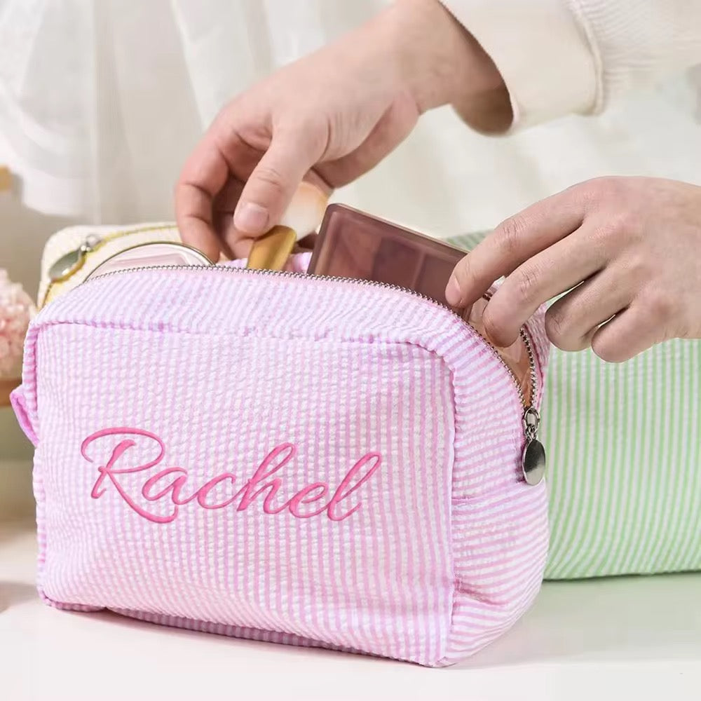 PRE-ORDER Custom Embroidered Make-Up Zipper Bags