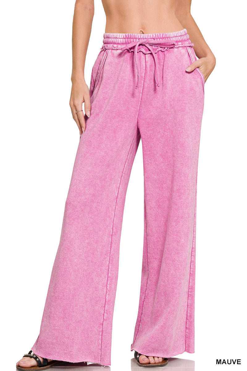 Acid Wash Fleece Sweatpants Zenana