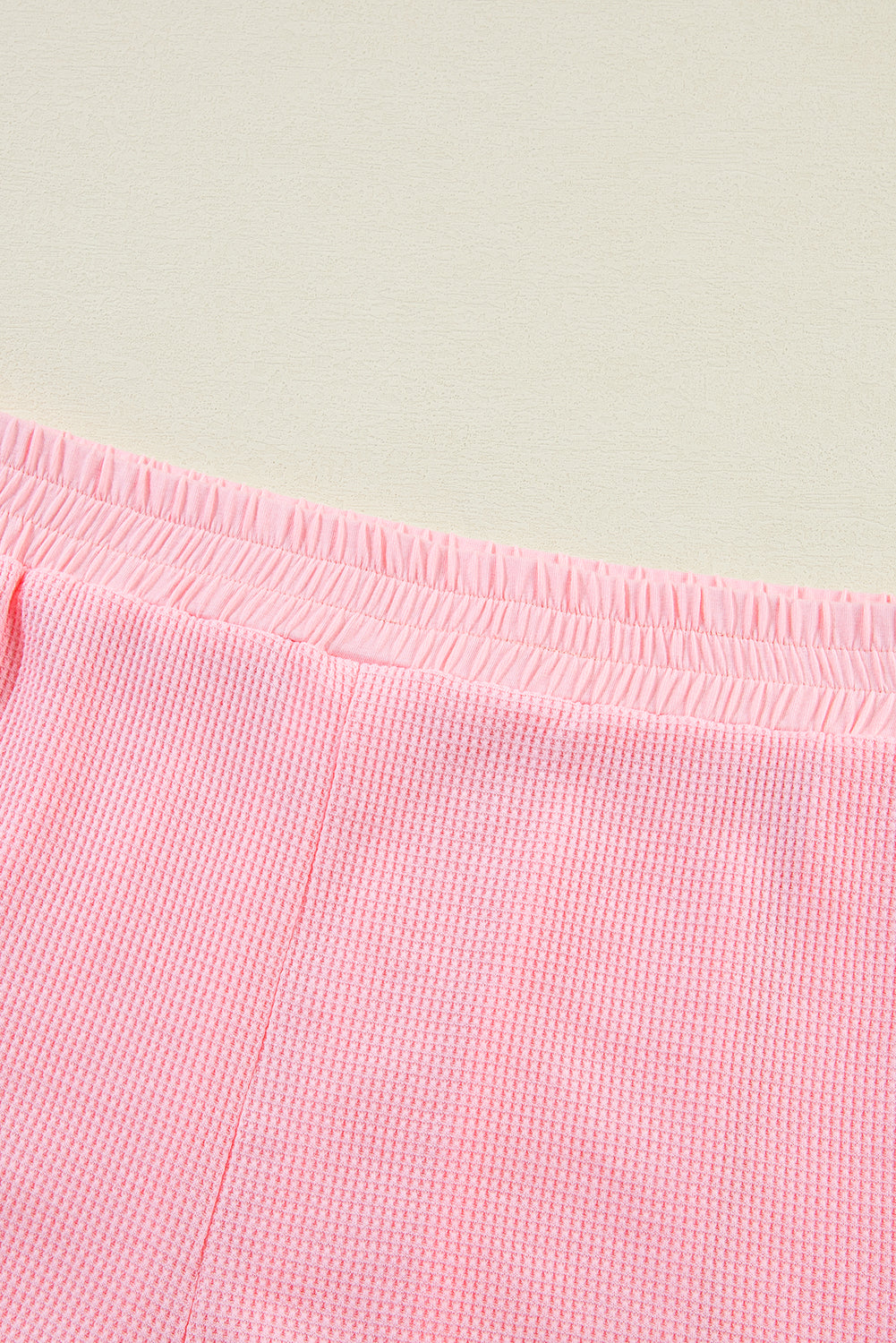 Pink Plus Size Ribbed Exposed Seam Tee and Shorts Set