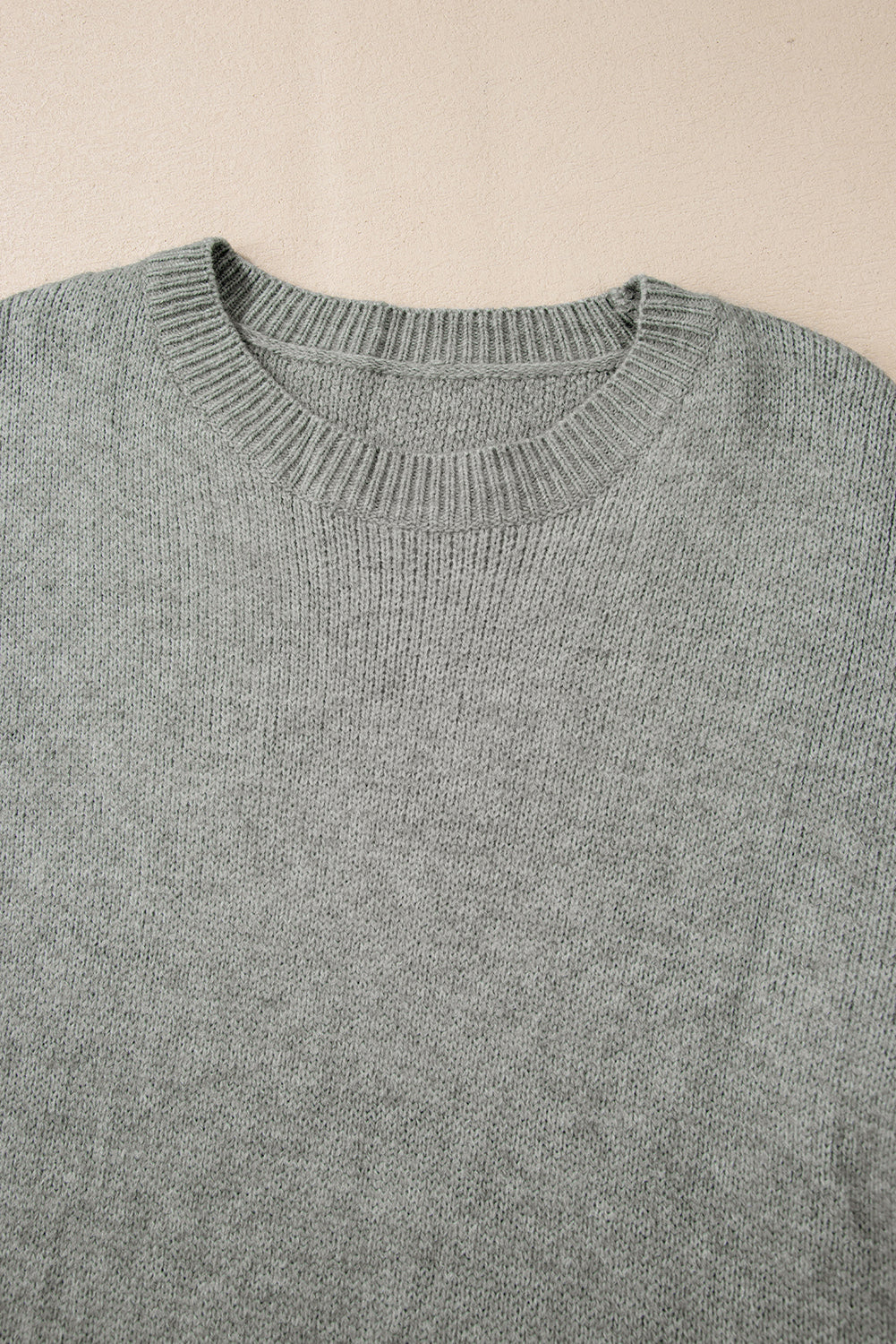 Light Grey Flower Sleeve Drop Shoulder Sweater