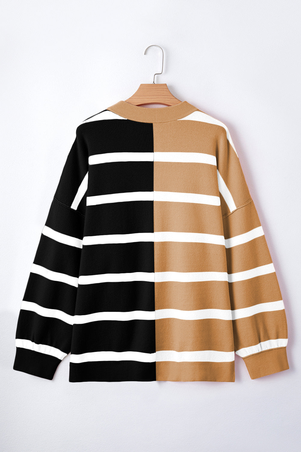 Pink Stripe Colorblock Oversized Sweater