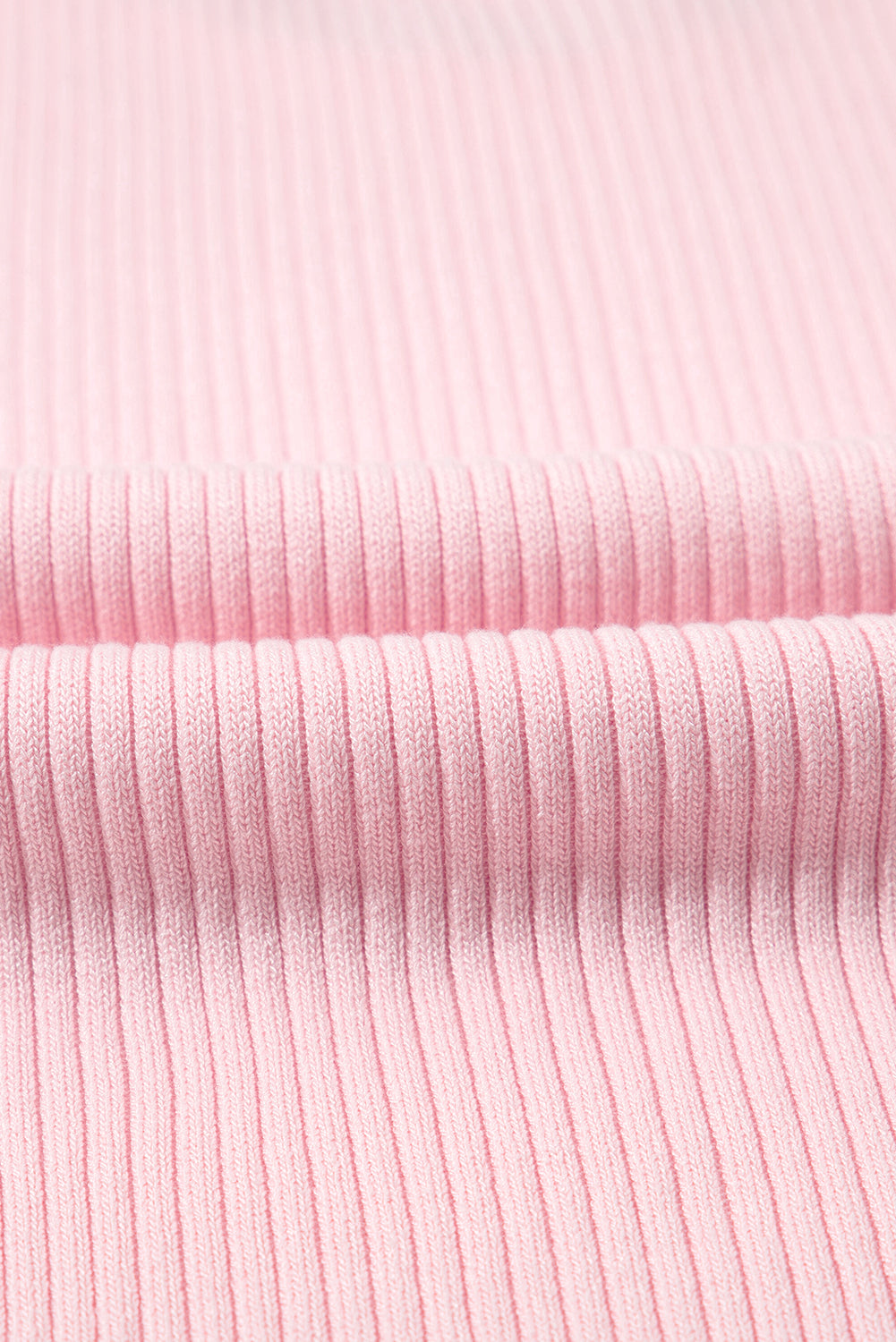 Pink Colorblock Edge Ribbed Knit U Neck Tank Top