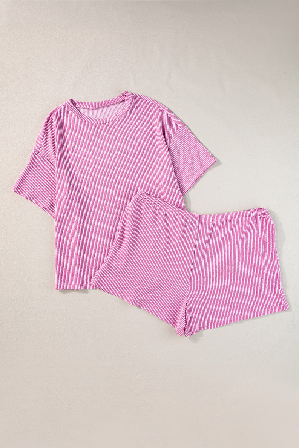 Phalaenopsis Ribbed Knit T Shirt and Shorts Plus Size Lounge Set